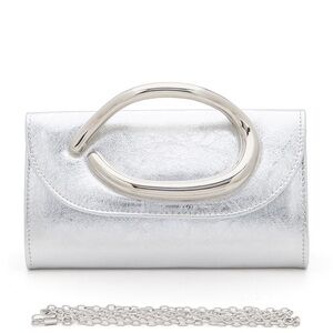 Silver Vegan Leather Clutch Bag